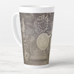 Tasse Latte Motif de Noël vintage avec biscuits et café