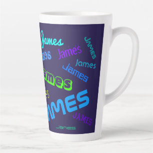 Tasse Latte Motif de nom coloré personnalisable de n'importe q