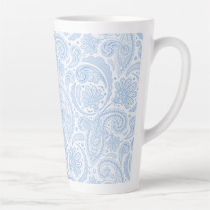 Tasse Latte motif de paisley bleu blanc