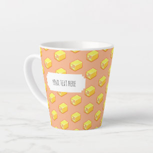 Tasse Latte Motif de pixel art rose et jaune pour gâteau de Ba