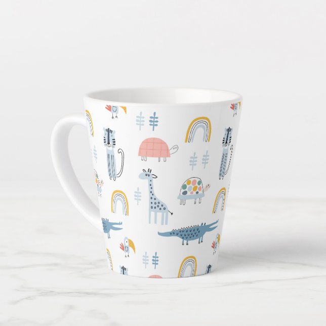 Tasse Latte Motif de plaisir animal Doodle (Angle gauche)