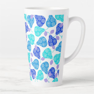 Tasse Latte Motif de poires décoratives bleues mignonnes