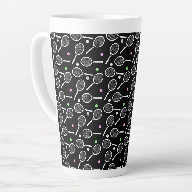 Tasse Latte Motif de raquette de tennis (Angle gauche)