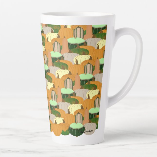 Tasse Latte Motif de récolte de courge d'automne (Droite)
