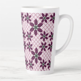 Tasse Latte Motif de rose violet foncé — Flore élégante de pru