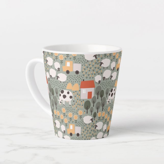 Tasse Latte Motif de scène de ferme mignonne (Angle gauche)