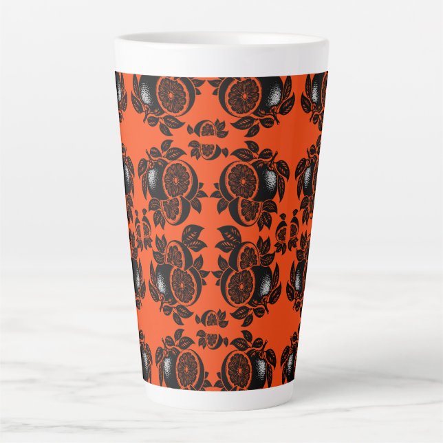 Tasse Latte Motif de tranche d'orange rétro (Devant)