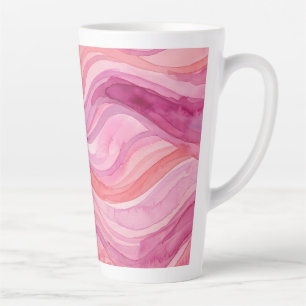 Tasse Latte Motif de vagues à l'aquarelle rose