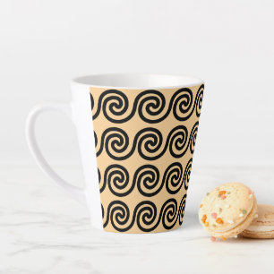 Tasse Latte Motif de vagues de clé Méandre grec marron