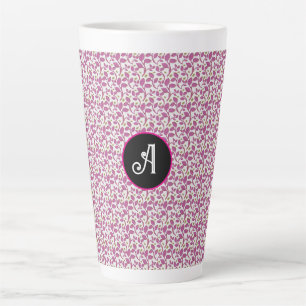 Tasse Latte Motif de vigne botanique rose Feuille florale él