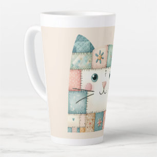 Tasse Latte Motif de visage de chat de cottage pastel faux pat
