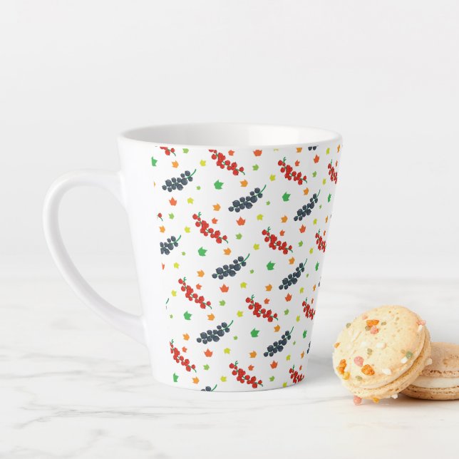 Tasse Latte Motif Des Berries, Berry, Blueberry, Fruit (En situation)