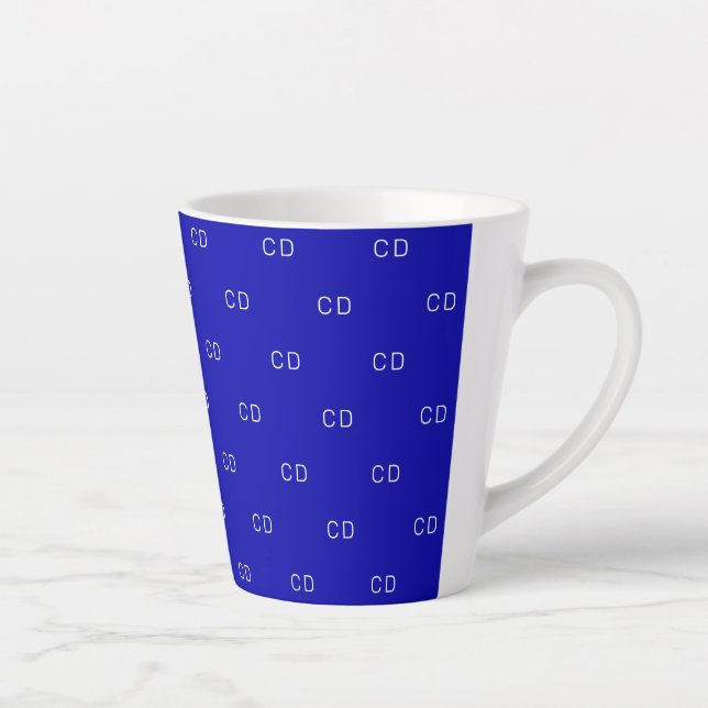 Tasse Latte Motif des initiales du monogramme bleu royal (Droite)