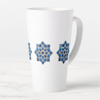 Tasse Latte Motif d'étoile géométrique islamique marocain aqua