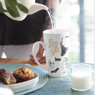 Tasse Latte Motif d'horreur d'Halloween coloré  Bonne Hallowee