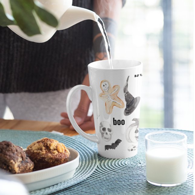 Tasse Latte Motif d'horreur d'Halloween coloré |Bonne Hallowee (Créateur téléchargé)