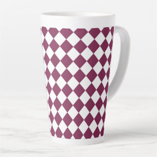 Tasse Latte Motif diamant à carreaux blanc et burgundy