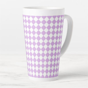 Tasse Latte Motif diamant à carreaux blanc violet