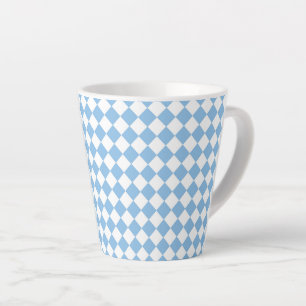 Tasse Latte Motif diamant à carreaux bleu blanc