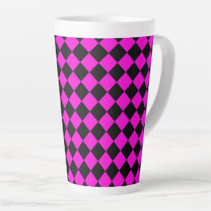 Tasse Latte Motif diamant à carreaux rose noir