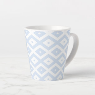 Tasse Latte Motif diamant bleu pâle et blanc