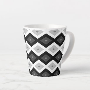 Tasse Latte Motif diamant noir, blanc et gris