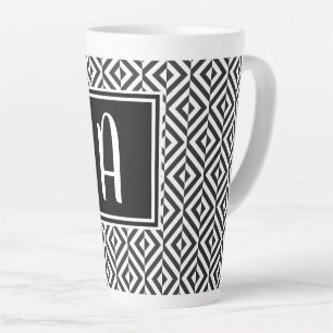Tasse Latte Motif diamant noir et blanc Monogram