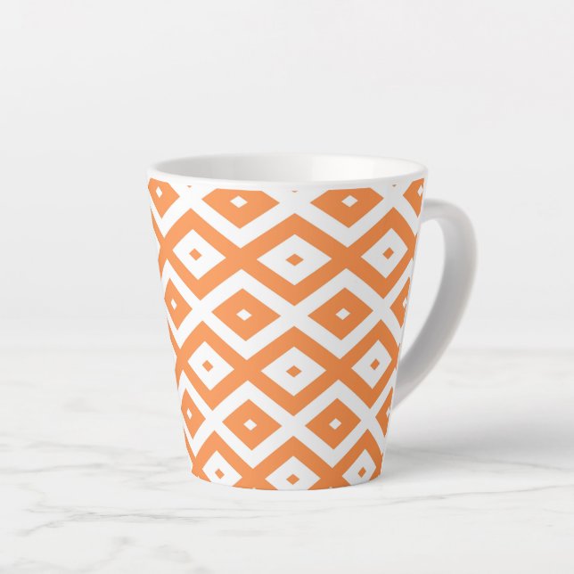Tasse Latte Motif diamant orange et blanc (Angle droit)