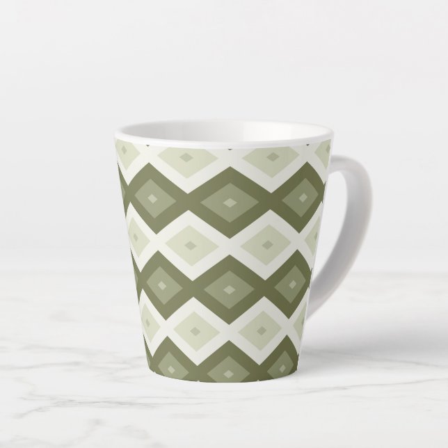 Tasse Latte Motif diamant vert olive (Angle droit)