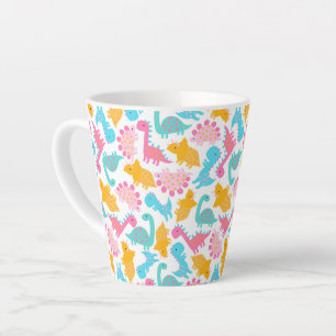 Tasse Latte Motif Dinosaur rose et Turquoise