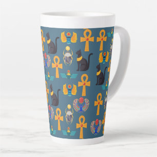 Tasse Latte Motif Égypte Antique, Papier numérique Hiéroglyphe