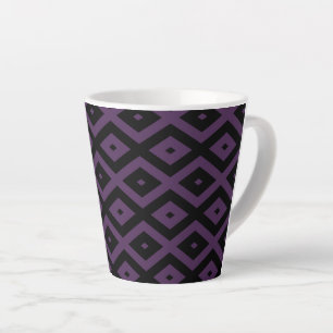 Tasse Latte Motif en diamant noir et violet foncé