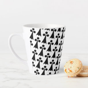 Tasse Latte Motif Ermine, Motif Médiéval, Noir sur Blanc