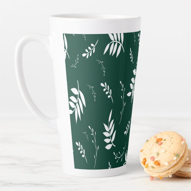 Tasse Latte motif feuille (En situation)