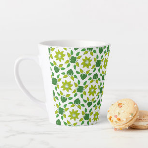 Tasse Latte Motif Feuille, Motif De Feuilles, Feuilles Verts
