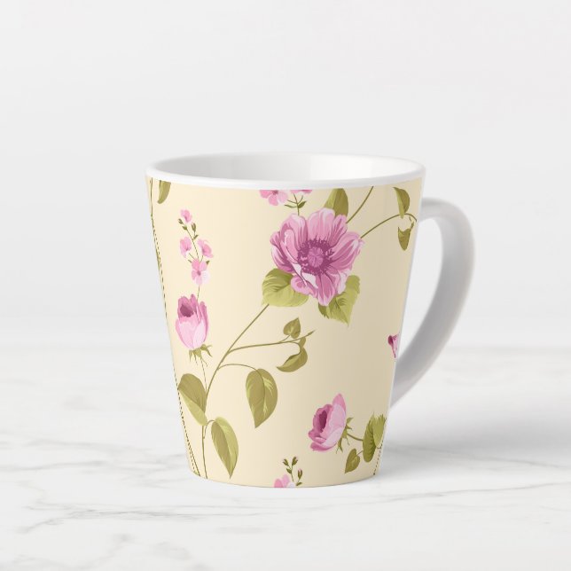 Tasse Latte Motif Fleurs 16 (Angle droit)