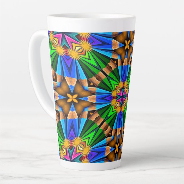 Tasse Latte Motif Fleurs Abstraites uniques (Angle gauche)