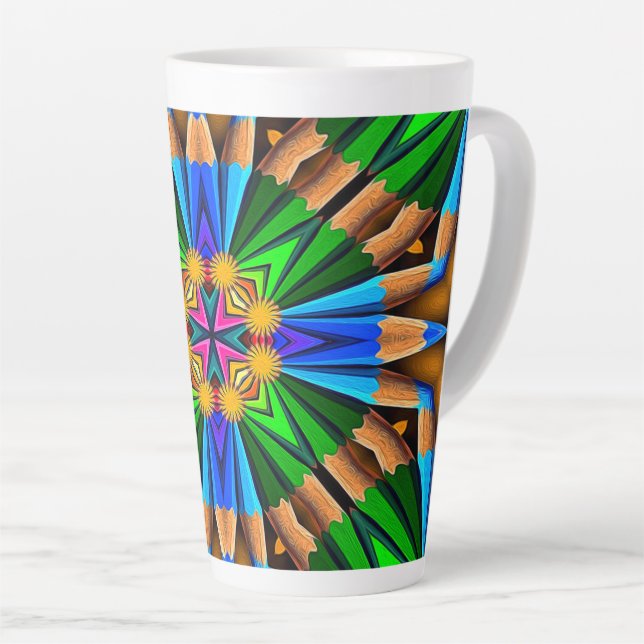 Tasse Latte Motif Fleurs Abstraites uniques (Angle droit)