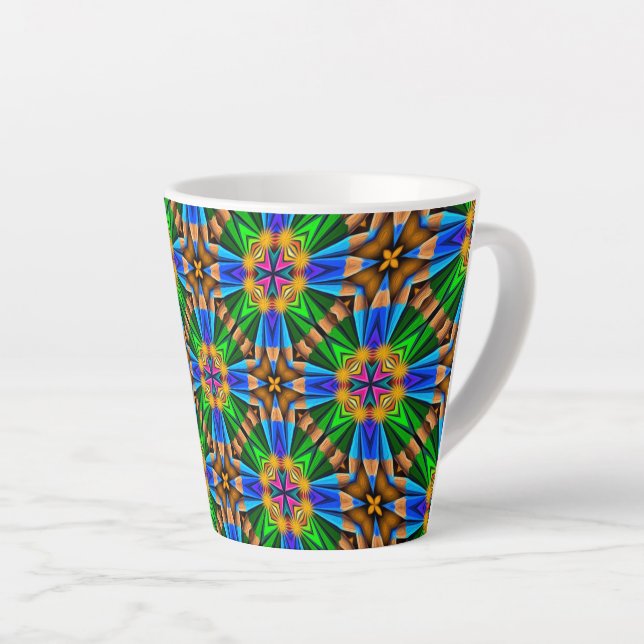 Tasse Latte Motif Fleurs Abstraites uniques (Angle droit)