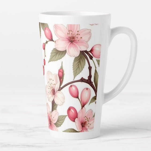 Tasse Latte Motif Fleurs cerises (Droite)