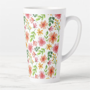 Tasse Latte Motif Fleurs Roses Aquarelle-69677