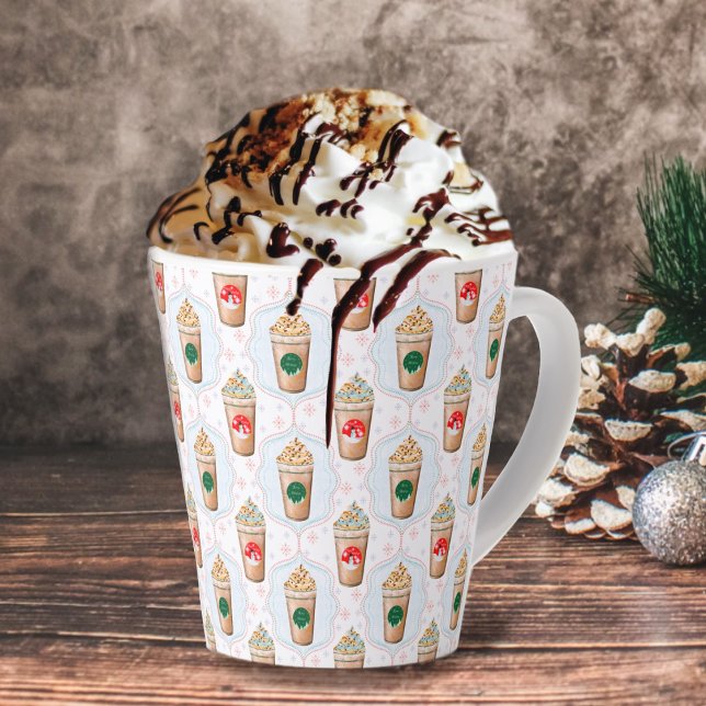 Tasse Latte Motif flocon de neige Ogee pour Latte de Noël  (Créateur téléchargé)