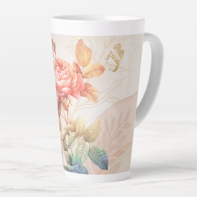 Tasse Latte motif floral (Angle droit)