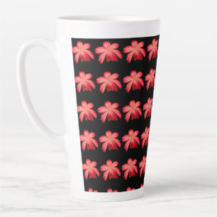 Tasse Latte Motif floral aquarelle Fleur rouge sur fond noir
