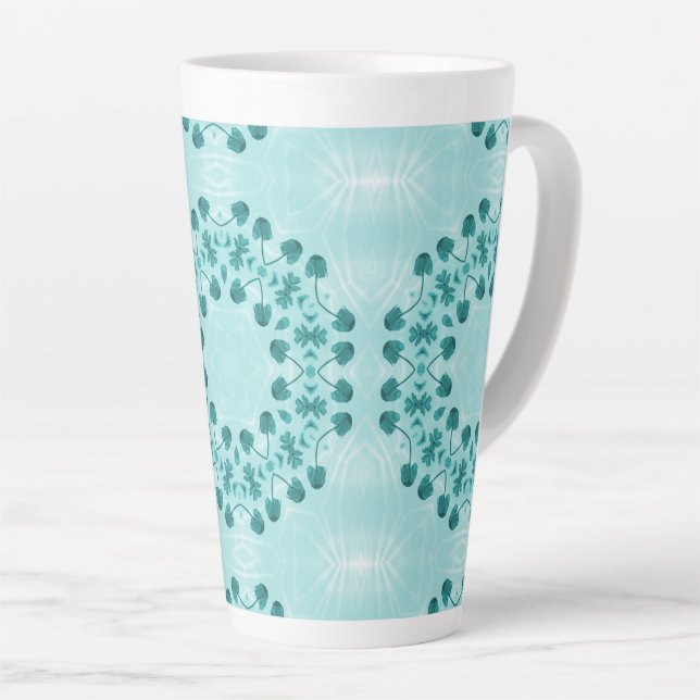 Tasse Latte Motif floral, bleu Turquoise (Angle droit)