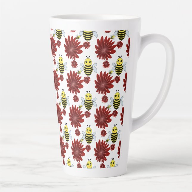 Tasse Latte Motif floral de abeilles  (Droite)