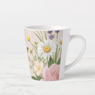 Tasse Latte Motif floral de jardin de roses aux teintes romant