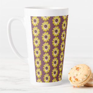Tasse Latte Motif floral de Marguerite Africaine jaune sur fon