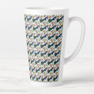 Tasse Latte Motif floral d'oiseau mignon Oiseau bleu coloré