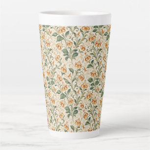 Tasse Latte Motif floral élégant de lys orange vintage